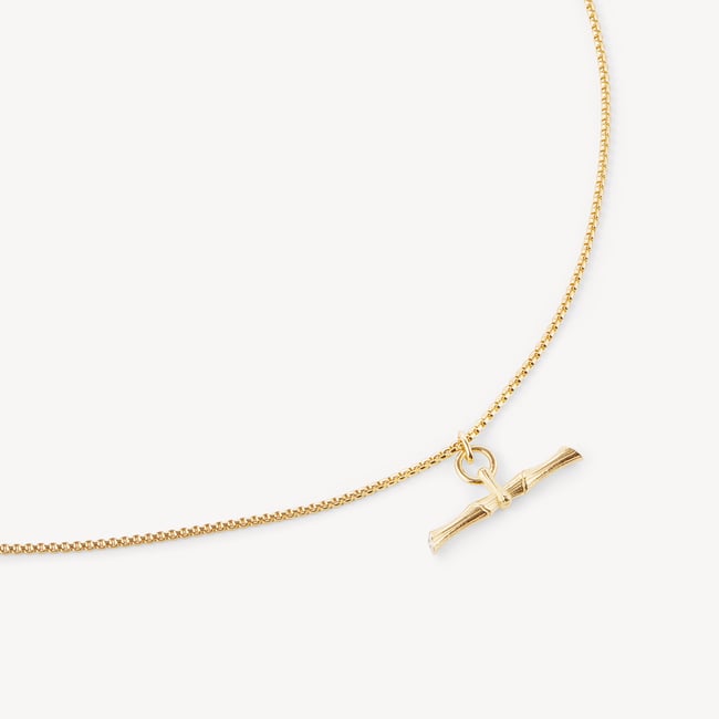 Bamboo T-Bar Necklace in 18ct Gold Vermeil | Aspinal
