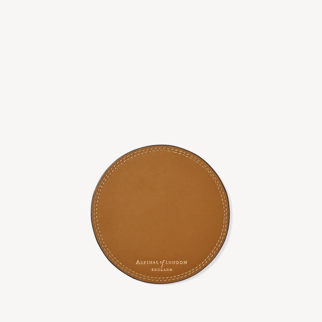 Set of 4 Coasters in Natural Raffia & Smooth Tan | Aspinal