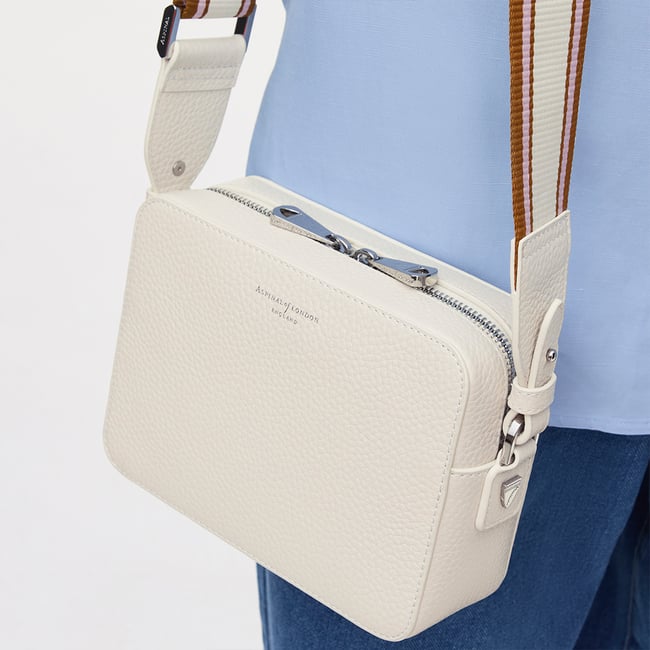 White Camera Crossbody Bag with Interchangeable Straps | Aspinal