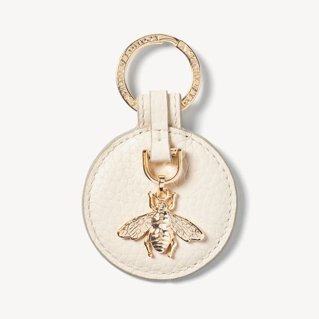 Bee Keyring in Ivory Pebble | Aspinal of London