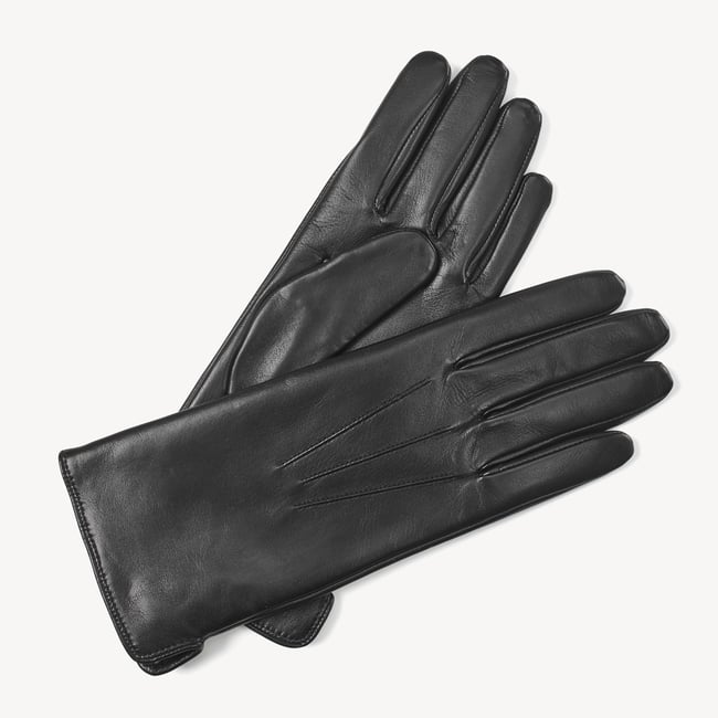 Women's Leather Gloves in Black with Cashmere Lining | Aspinal