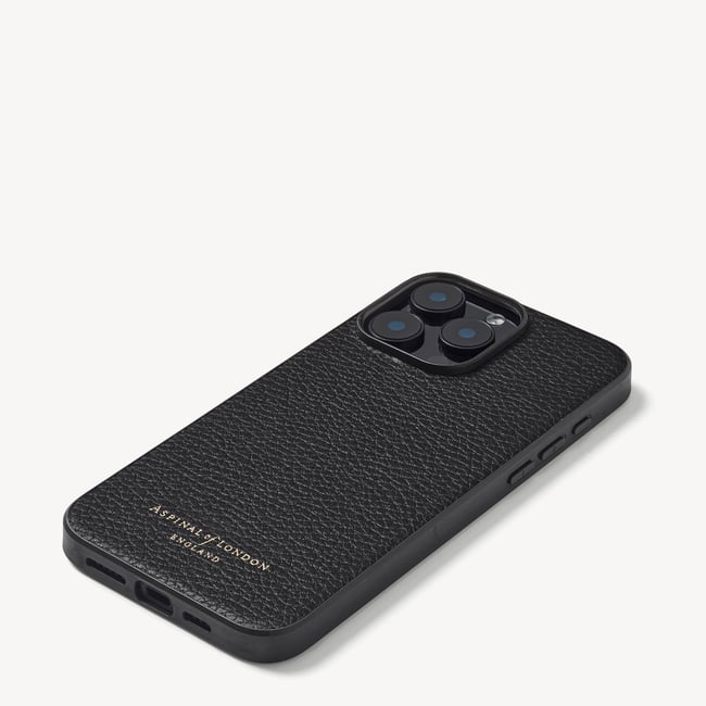 iPhone 15 Pro Max Case in Black Pebble | Aspinal of London