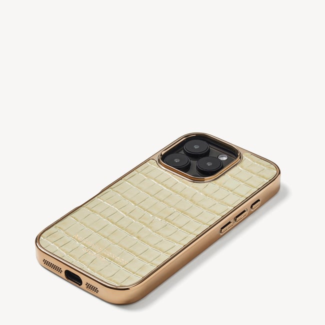iPhone 16 Pro Case in Deep Shine Pistachio Croc | Aspinal