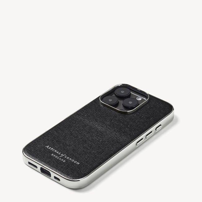 iPhone 16 Pro Case in Black Saffiano | Aspinal of London