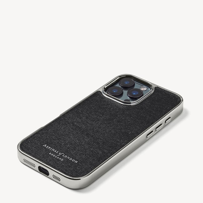 iPhone 16 Pro Max Case in Black Saffiano | Aspinal of London