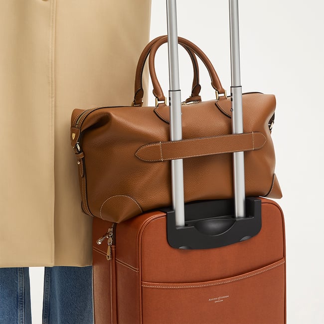 Hudson Weekender Bag in Tan Milled Pebble | Aspinal of London