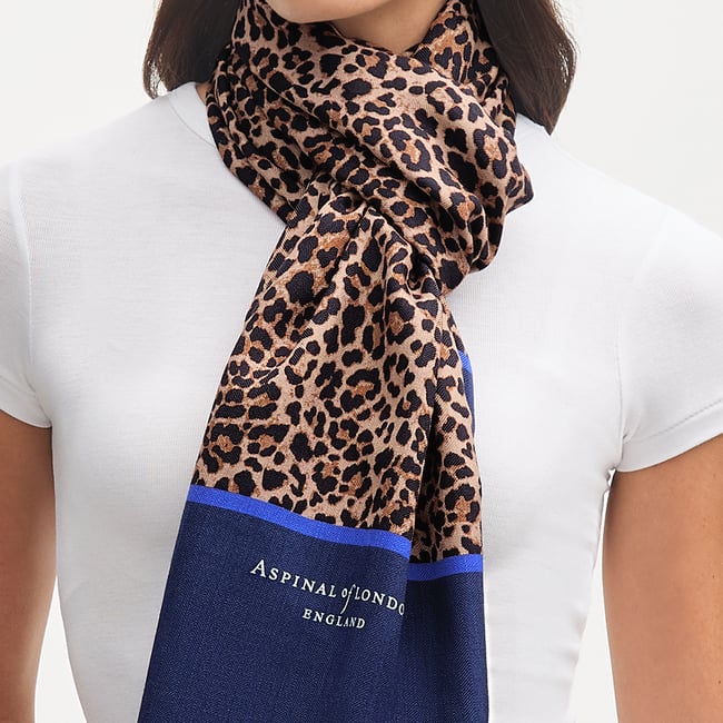 Merino & Silk Stole in Leopard Print | Aspinal of London