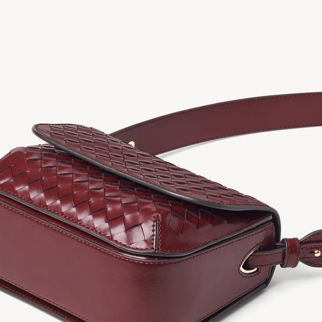 Ella Crossbody Bag in Merlot Woven Leather | Aspinal of London