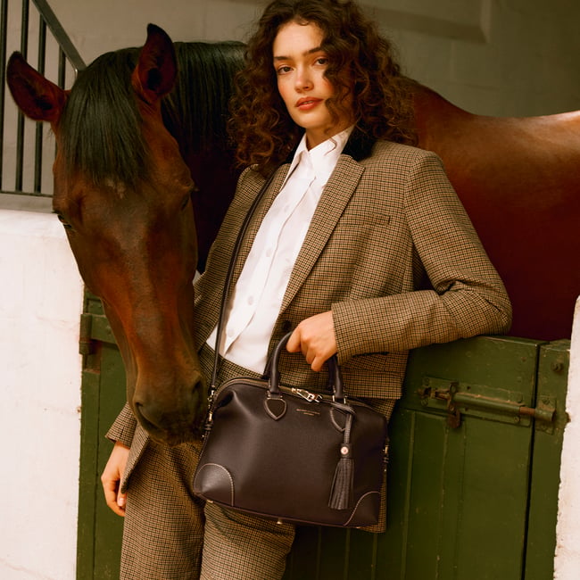Hudson Midi in Chocolate Milled Pebble | Aspinal of London