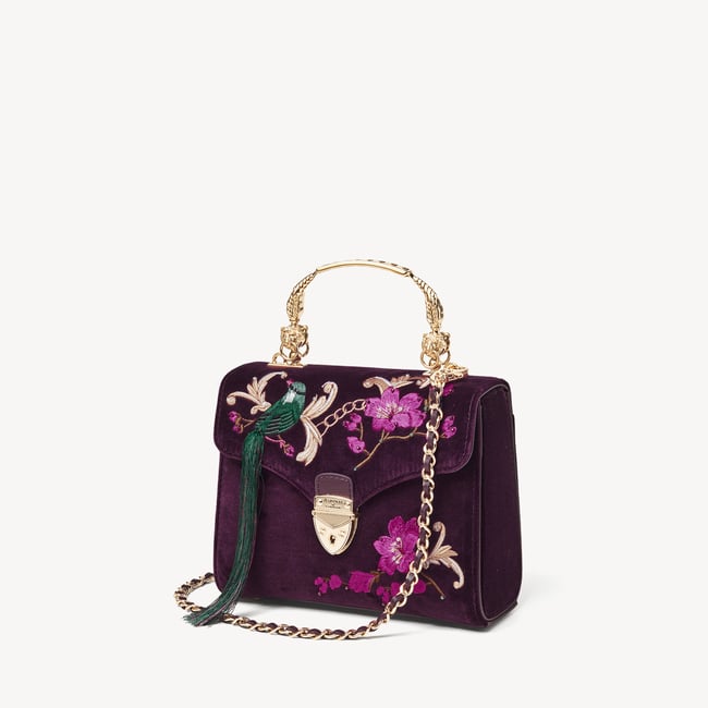 Birds of Paradise Midi Mayfair® Embroidered Purple Bag | Aspinal