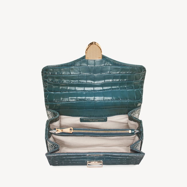 Midi Mayfair® Bag in Deep Shine Blue Ombre Small Croc | Aspinal