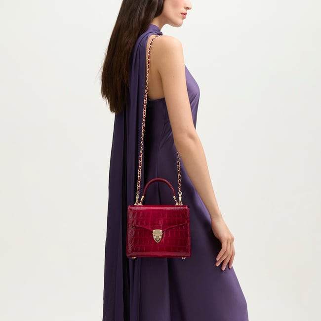 Top Handle Bag: Ruby Red Croc Midi Mayfair® Bag | Aspinal