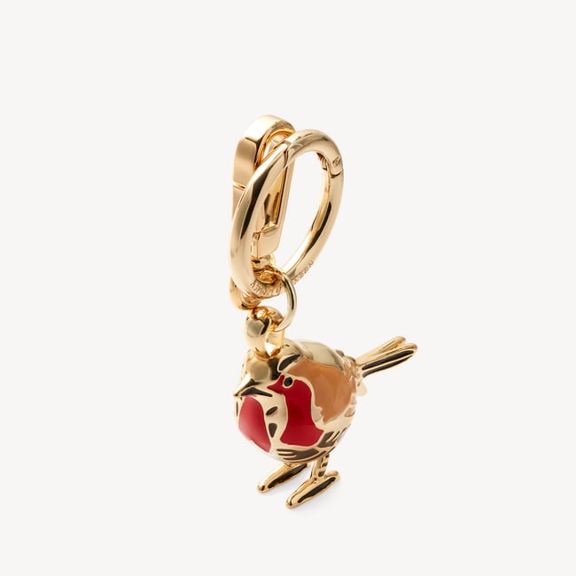 Robin Keyring Charm in Red Enamel & 18ct Gold plated | Aspinal