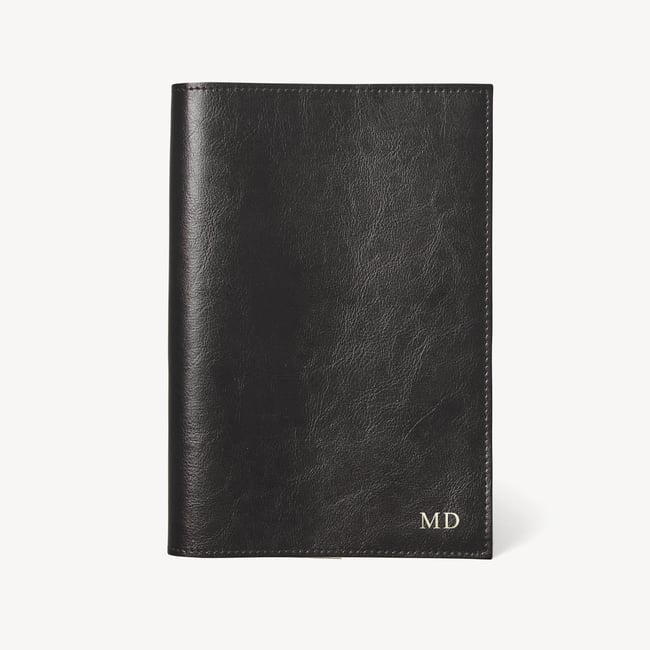 A5 Refillable Leather Journal in Black | Aspinal of London