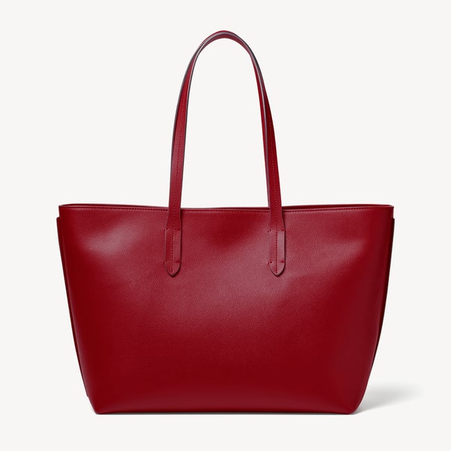 Cherry Red Zipped East West Tote with Charm | Aspinal of London