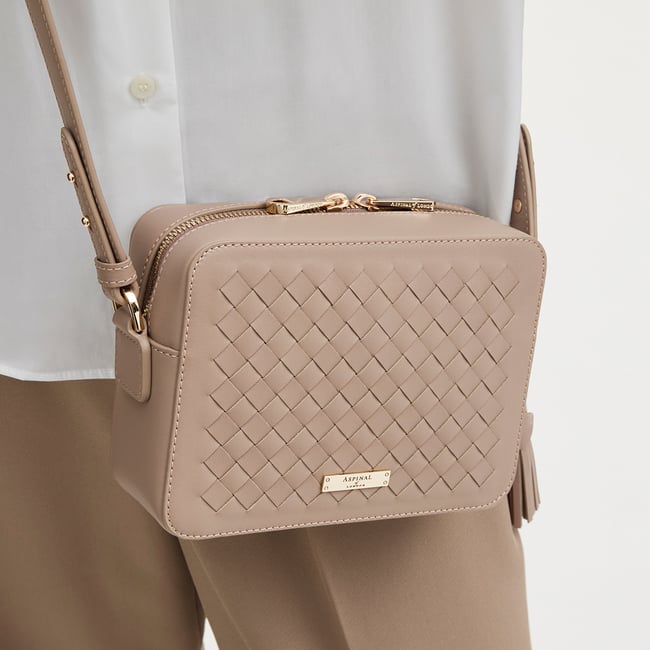 Camera Crossbody in Moleskin Woven Leather | Aspinal of London