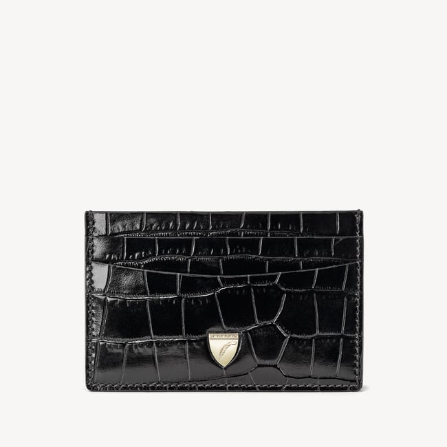 Slim Credit Card Holder Black Croc | Aspinal of London Slim Credit Card Holder Black Croc | Aspinal of London