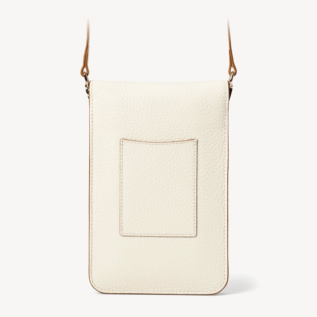 Duo Phone Crossbody Pouch in Ivory Pebble | Aspinal of London