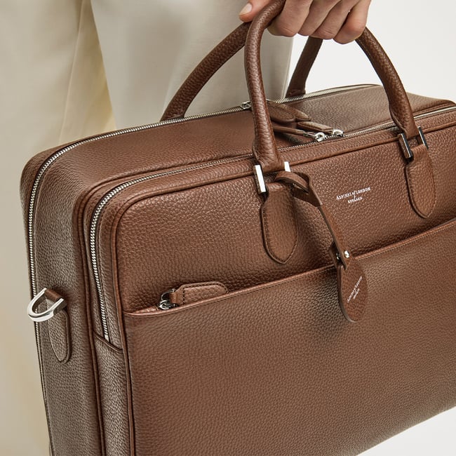 Tobacco Pebble 48hr Mount Street Travel Bag | Aspinal of London