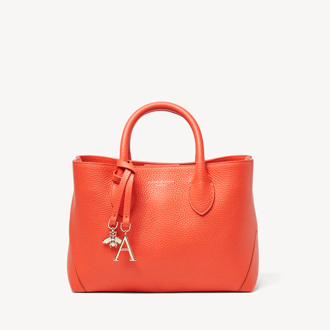Midi London Tote in Coral Pebble | Aspinal of London