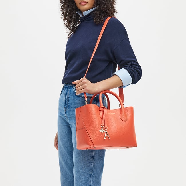 Midi London Tote in Coral Pebble | Aspinal of London