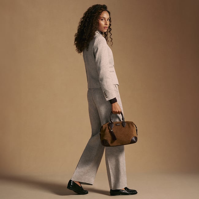 Hudson Midi in Praline Suede & Chocolate Milled Pebble | Aspinal