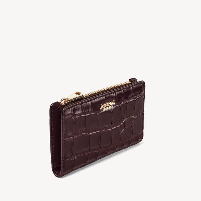 Mayfair® Coin & Card Wallet in Amazon Brown Croc | Aspinal