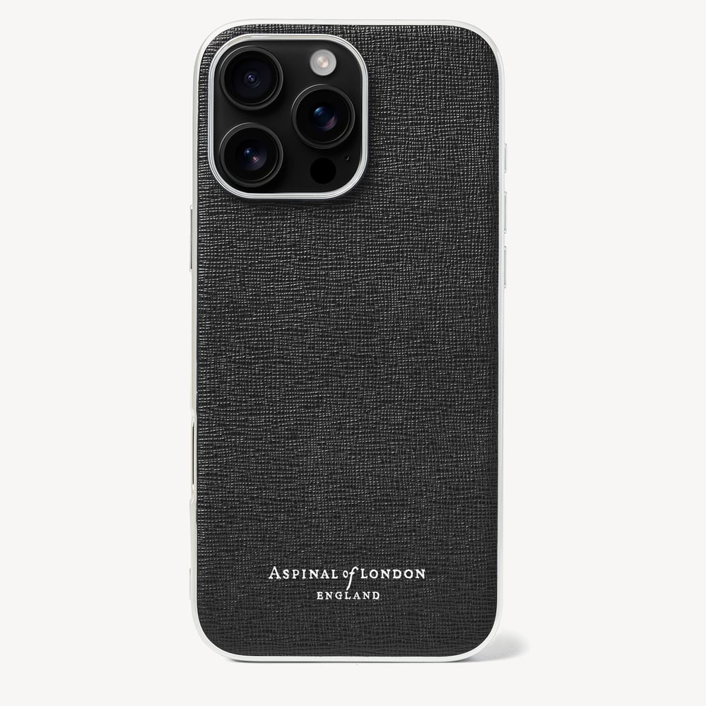 iPhone 16 Pro Case in Black Saffiano | Aspinal of London
