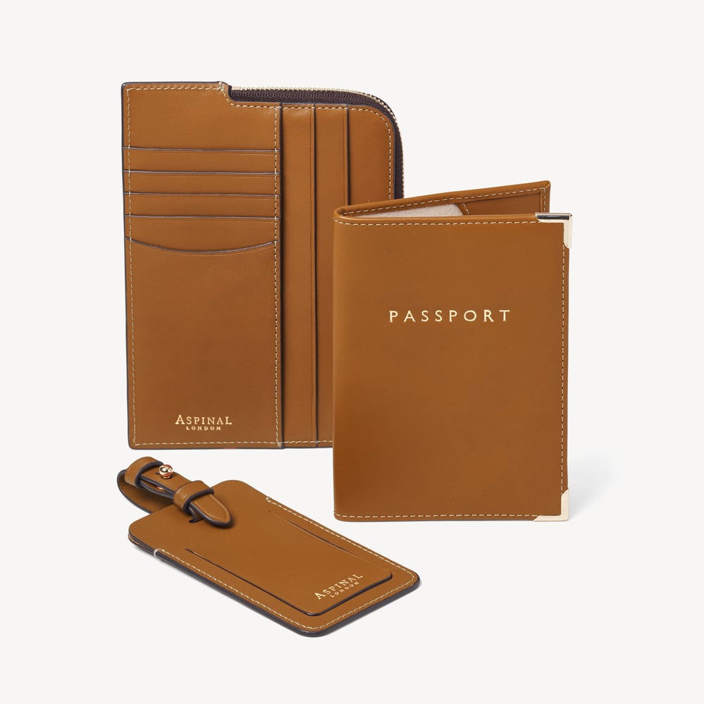Personalised Leather Travel Collection Gift Set | Aspinal