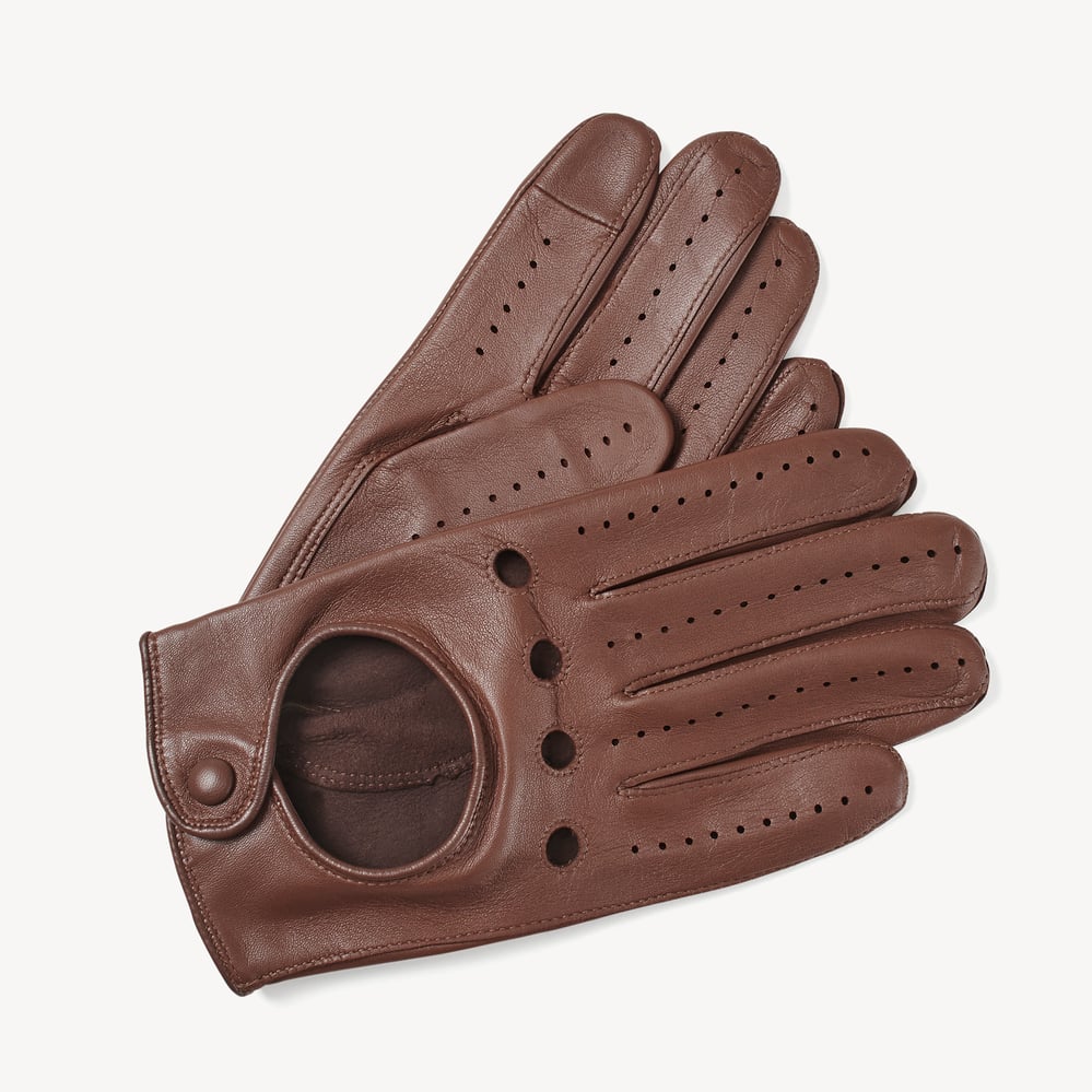 Men's Shearling Lined Leather Gloves in Black Nappa | Aspinal