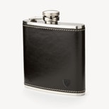 5oz Leather Hip Flask in Smooth Black | Aspinal of London