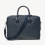 Mount Street Leather Laptop Briefcase Bag in Green Saffiano