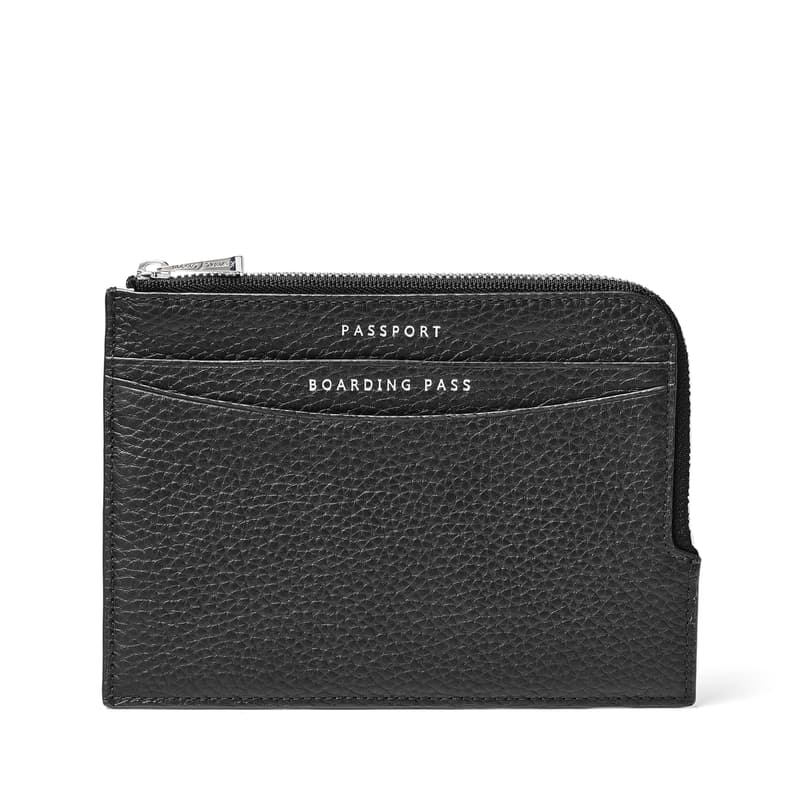 Aspinal of London Zipped Travel Wallet in Black Pebble