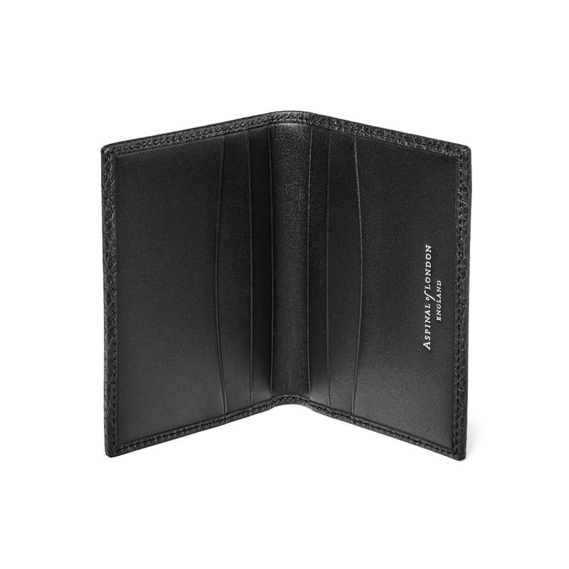 Aspinal of London Double Fold Credit Card Holder in Black Pebble