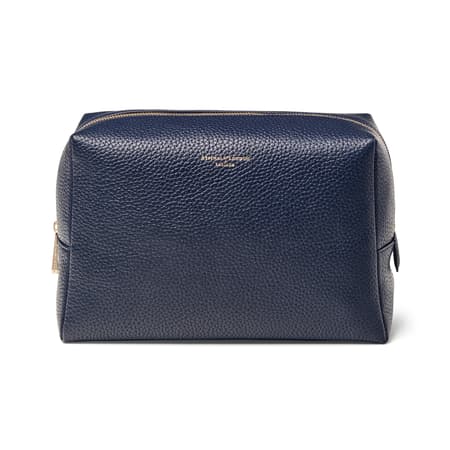 London Toiletry Bag in Navy Pebble Aspinal of London