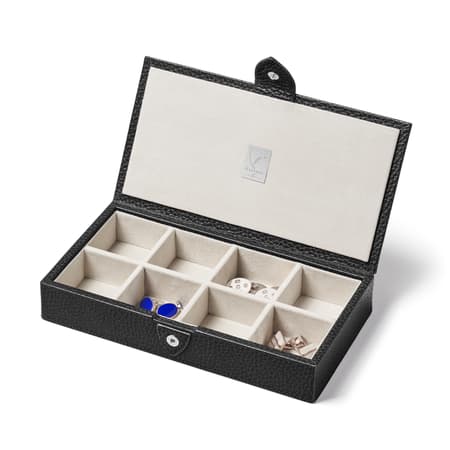 Men's Cufflink Box in Black Pebble Aspinal of London