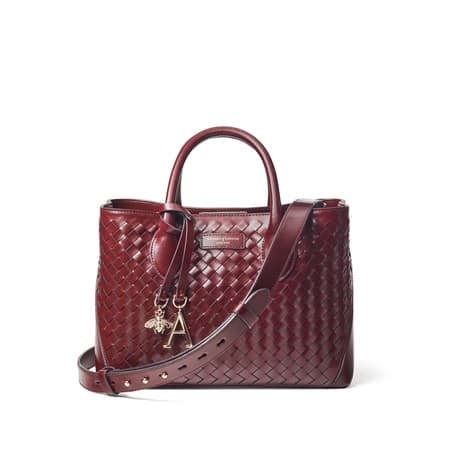 【ASPINAL OF LONDON】Midi London Tote レザー トートバッグ Black Midi London Woven Leather Tote Bag | Aspinal of London