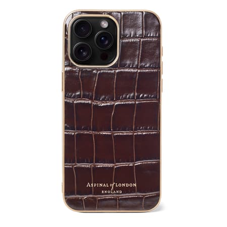 iPhone 15 Pro Max Case in Deep Shine Amazon Brown Croc