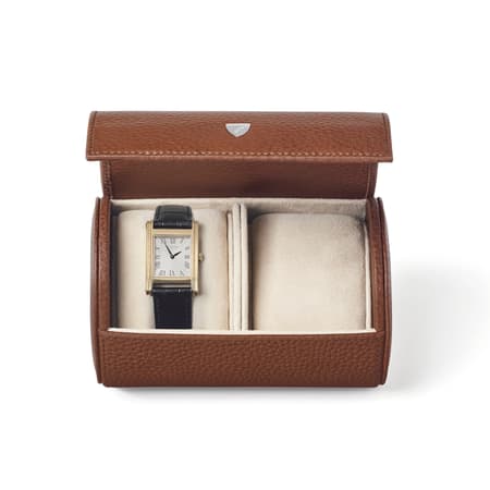 Double Watch Roll in Tobacco Pebble Aspinal of London