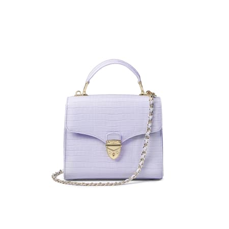 Top Handle Bag: Lavender Croc Midi Mayfair® Bag | Aspinal