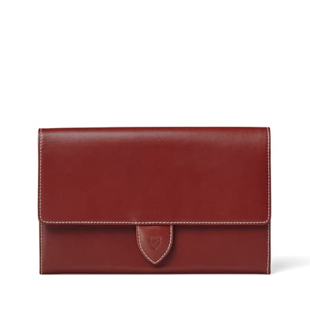 Deluxe Travel Wallet in Smooth Cognac & Espresso Suede