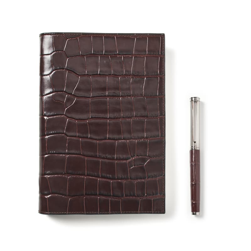 Aspinal Of London A5 Refillable Journal & Pen Set In Brown
