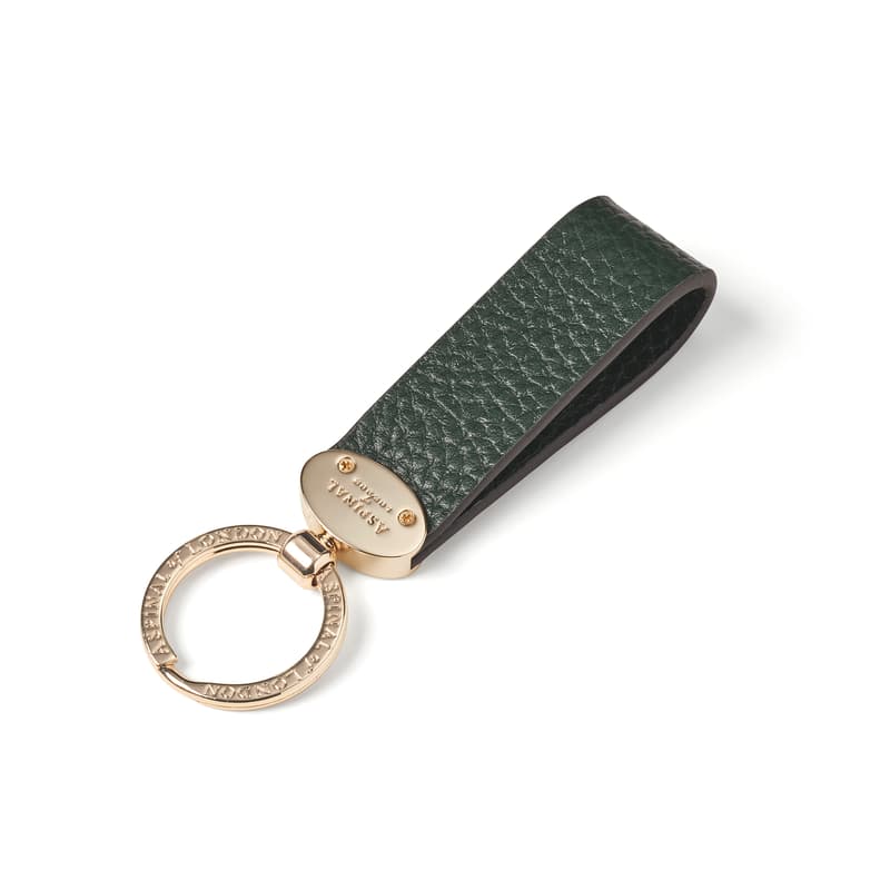 Aspinal Of London Oval Loop Keyring In Green