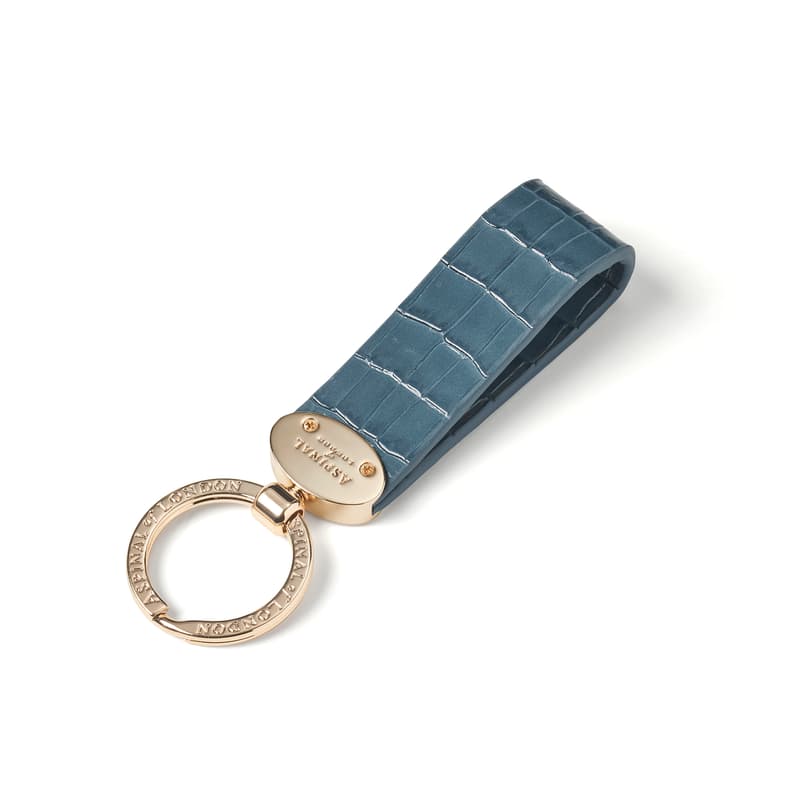 Aspinal Of London Oval Loop Keyring In Blue