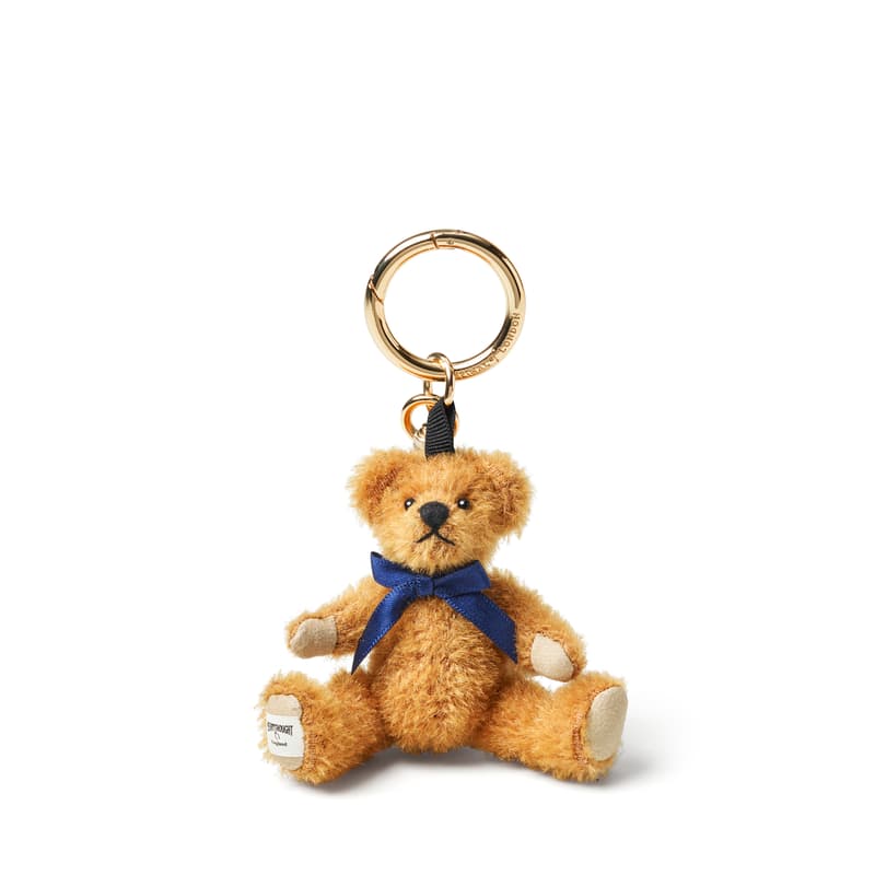 Aspinal Of London Bertie Bear Mohair Keyring In Brown