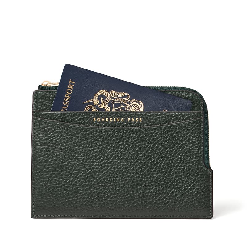 Aspinal Of London Zipped Travel Wallet In Green