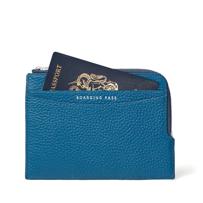 Aspinal Of London Zipped Travel Wallet In Blue