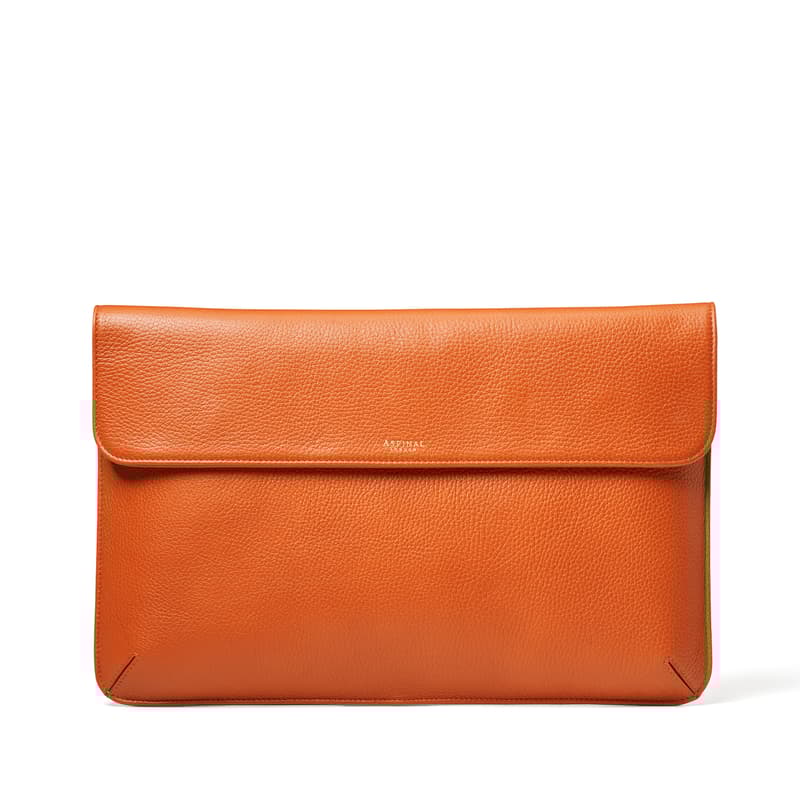 Aspinal Of London Leather Laptop Case In Orange