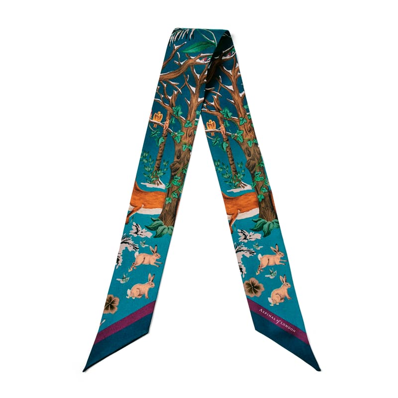 Aspinal Of London Woodland Skinny Scarf In Multi