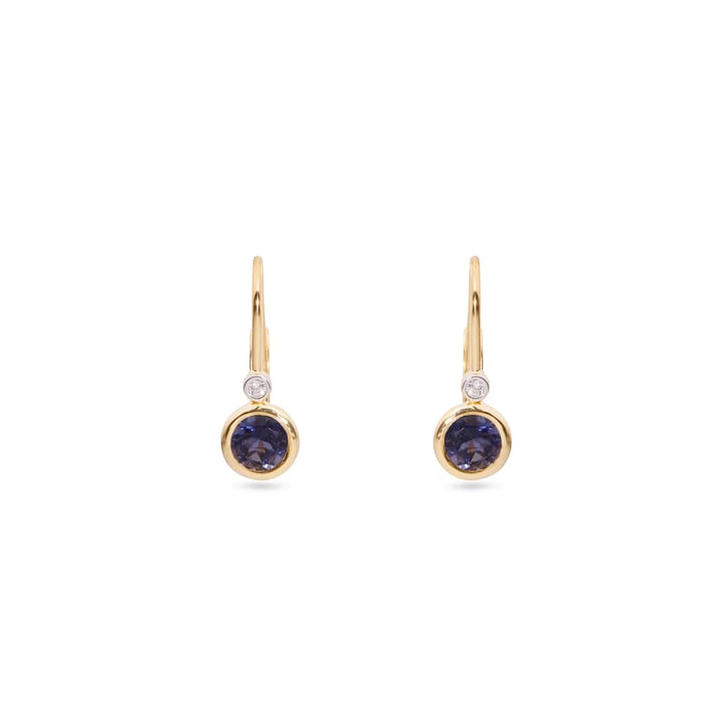 Aspinal Of London Diamond Earrings With Iolite In Gold